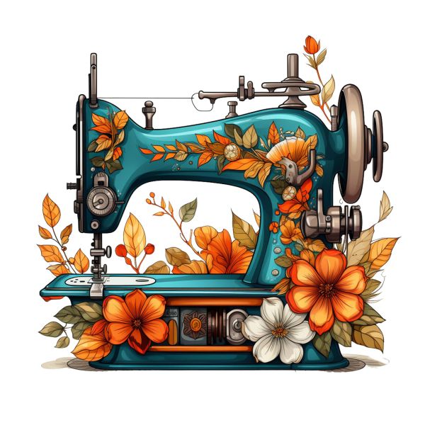 Bügelbild Flower love Sewing Machine Medium