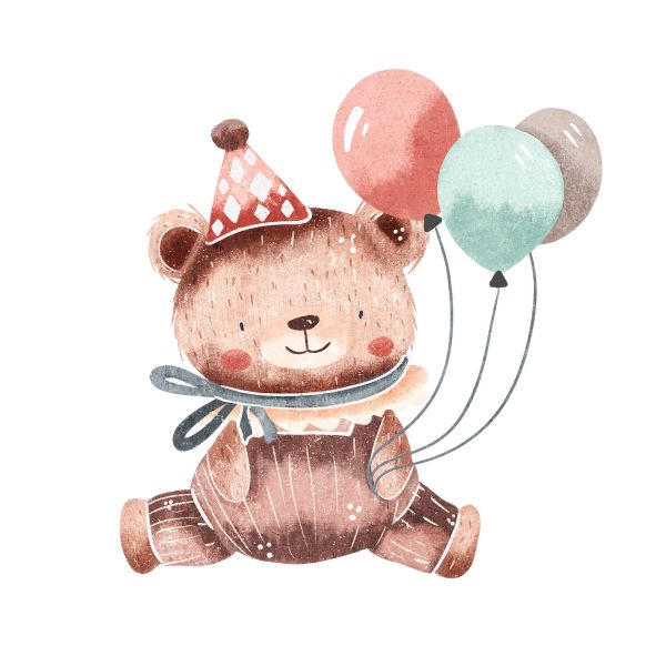 Bügelbild Birthday Bear with Ballons Medium