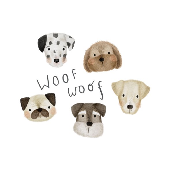 Bügelbild Woof Woof Hunde Medium