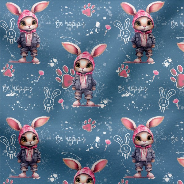 French Terry Cool Bunny (Blau)