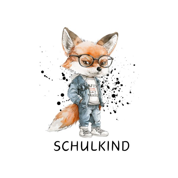 Bügelbild Schulkind (Fox) Medium