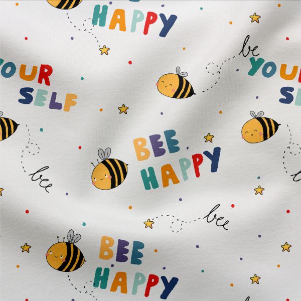 Jersey Stoff Bee Happy (Bio) VORBESTELLUNG