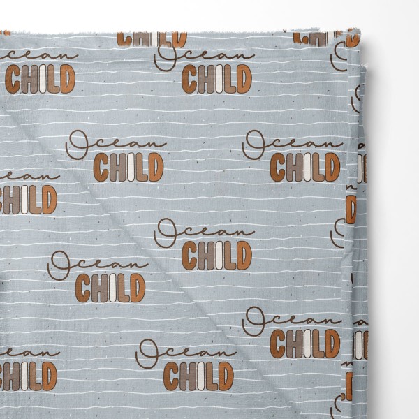 Musselin Double Gauze Ocean Child (Schriftzug)