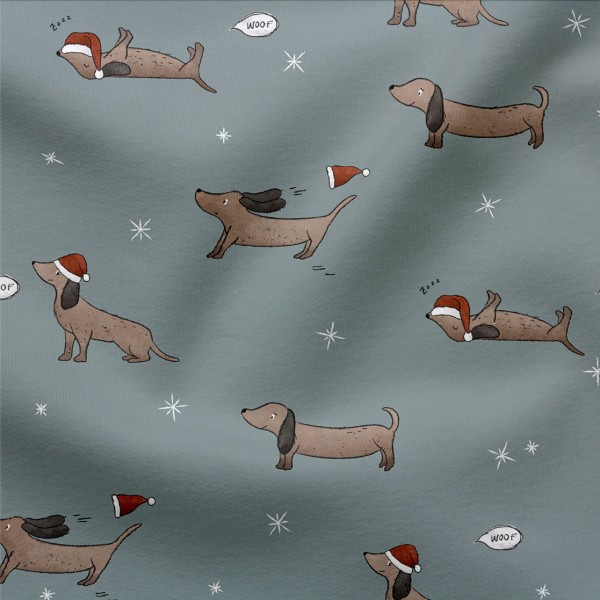 French Terry Dachshund Christmas Rest 135 cm