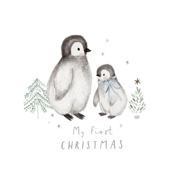 Bügelbild My first Christmas Mommy and Baby Pinguin Medium