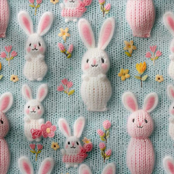 French Terry Knitted Bunnys (Bio) VORBESTELLUNG