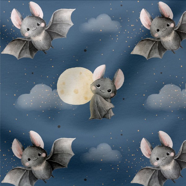 French Terry Little Bat Blue