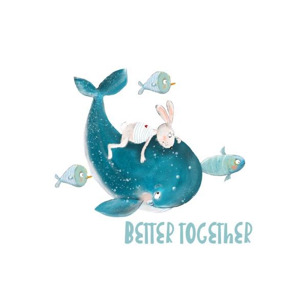 Bügelbild Better together (Wal und Hase) Medium