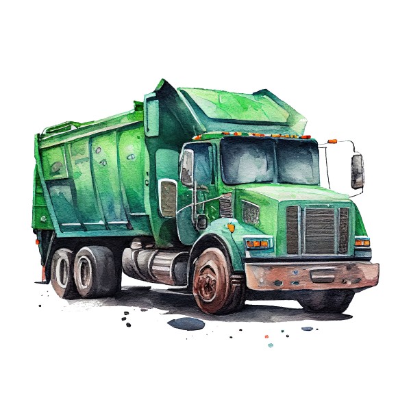 Bügelbild Müllwagen Grün Medium