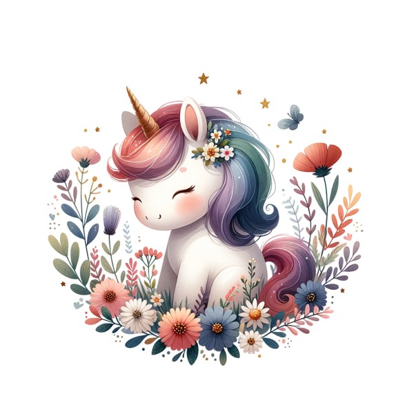 Bügelbild Awesome Flower Unicorn MINI