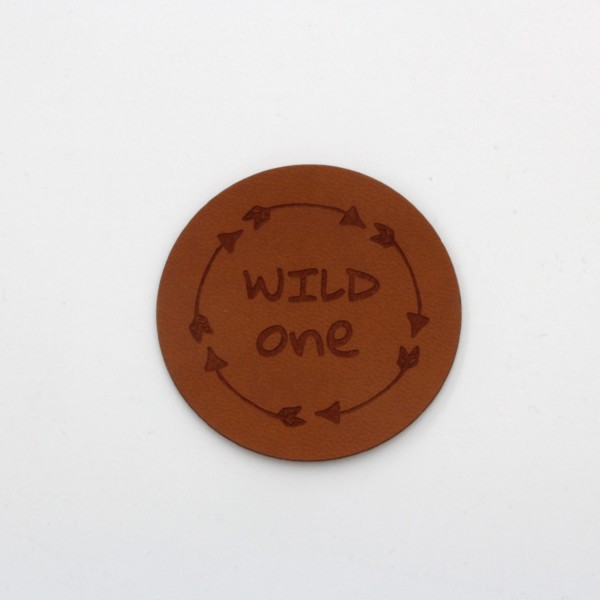 Kunstleder Label Wild One Rund 3,4 cm