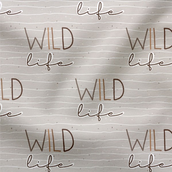 Jersey Stoff Wild life (Schriftzug) Rest 125 cm