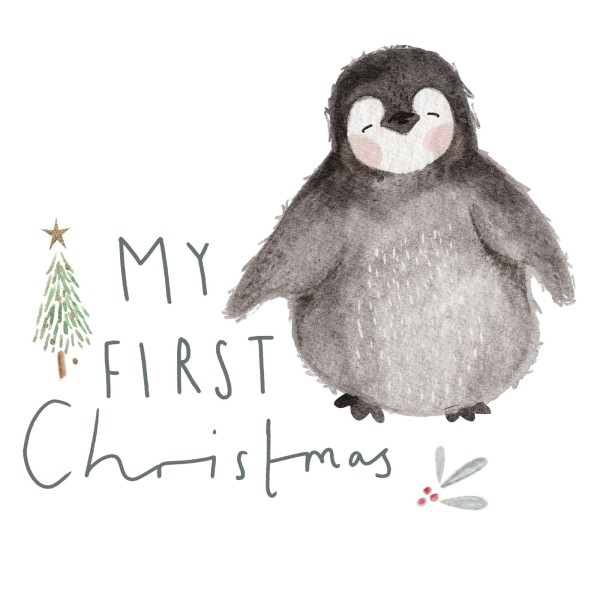 Bügelbild My first Christmas (Pinguin) Medium