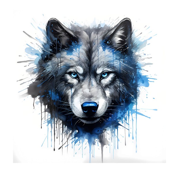 Bügelbild Blue Wolf MAXI