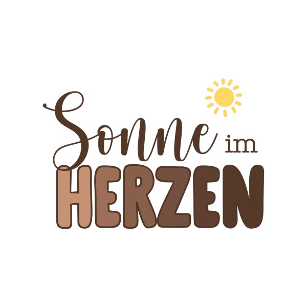 Bügelbild Sonne im Herzen Schriftzug MINI