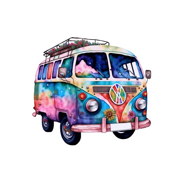 Bügelbild Hippie Bus Maxi