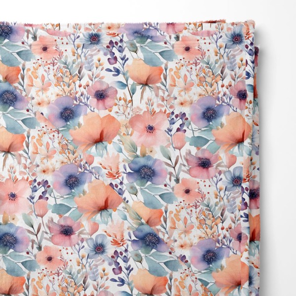 Musselin Double Gauze Pastell Spring Flowers Rest 120 cm