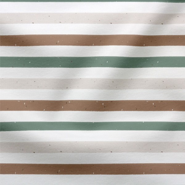 Jerseystoff Green Neutral Brown Stripes