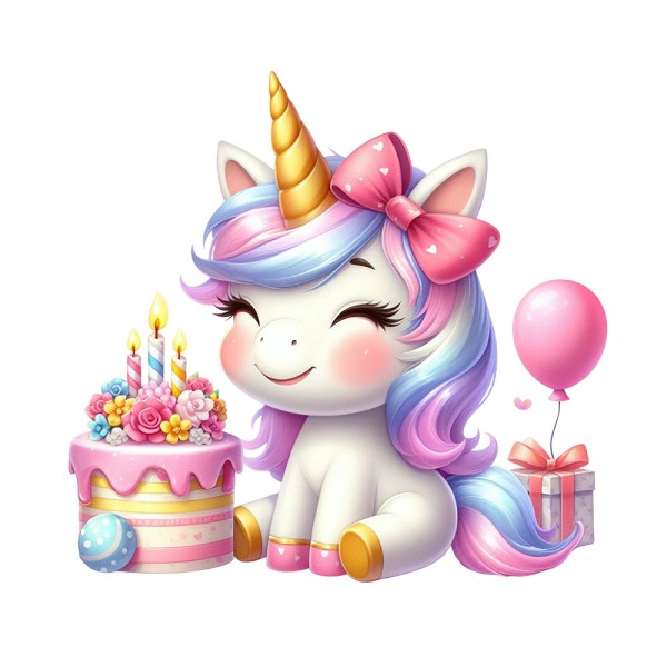 Bügelbild Unicorns Birthday Party Medium