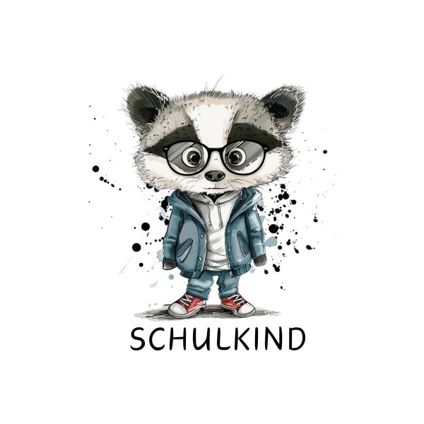 Bügelbild Schulkind (Waschbär) Medium