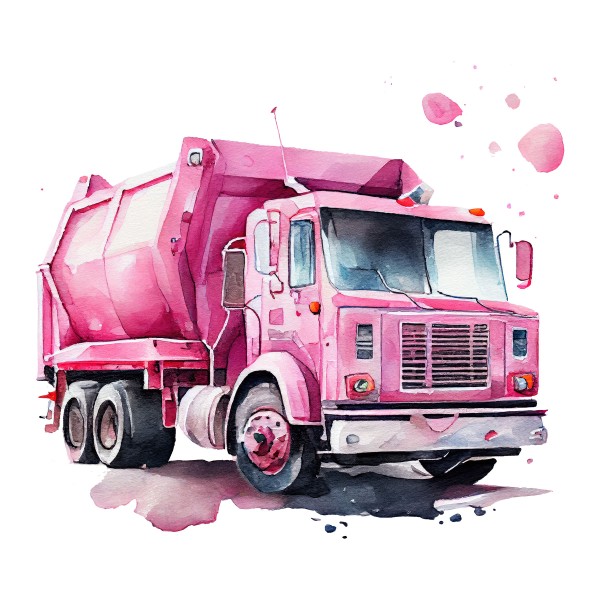 Bügelbild Müllwagen Pink Medium
