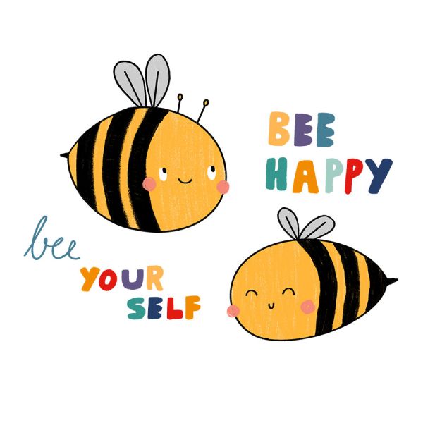 Bügelbild Bee Happy, Bee Yourself Medium