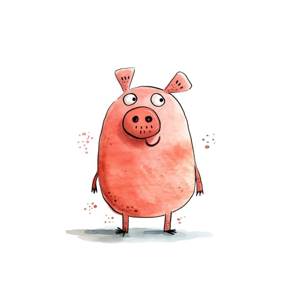 Bügelbild Cartoon Pig Medium