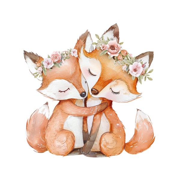 Bügelbild Flower Fox Love Medium