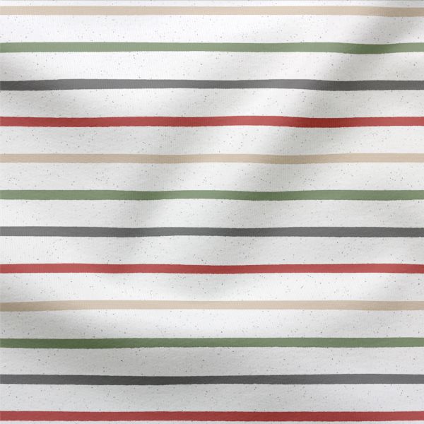 Jersey Stoff Thin Stripes Red Green Grey (Bio) VORBESTELLUNG