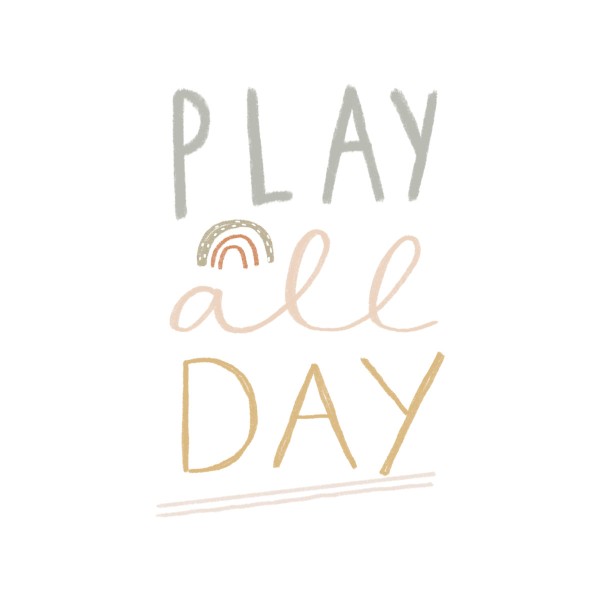 Bügelbild Play all Day (Schriftzug) MINI