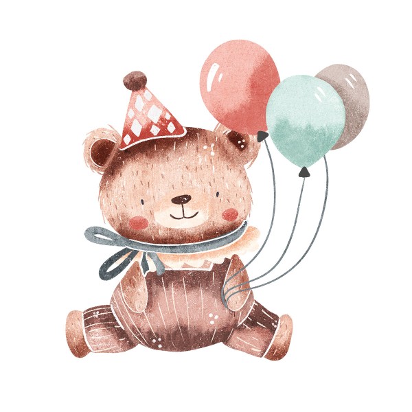 Bügelbild Birthday Bear with Balloons MINI