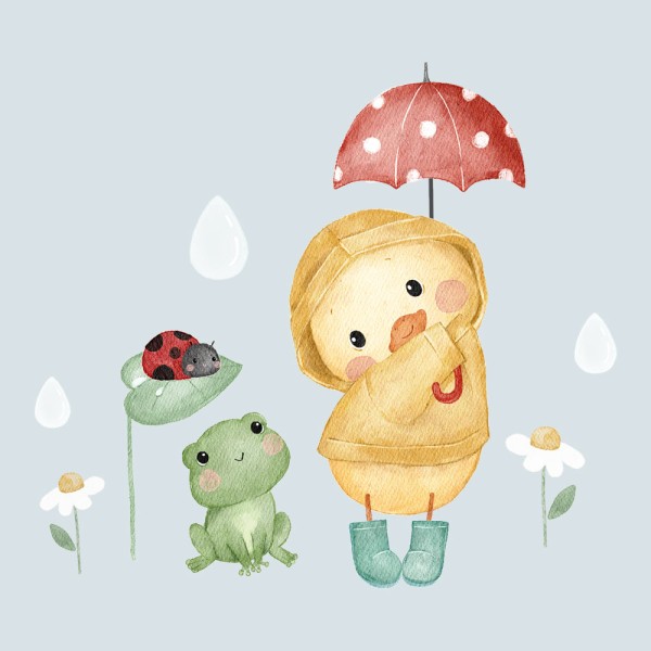 Bügelbild Little Duck in the Rain Medium