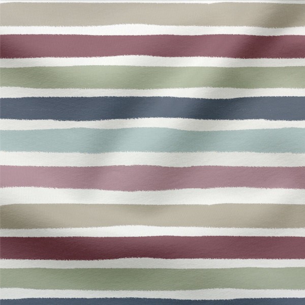 French Terry Mixed Stripes Berry