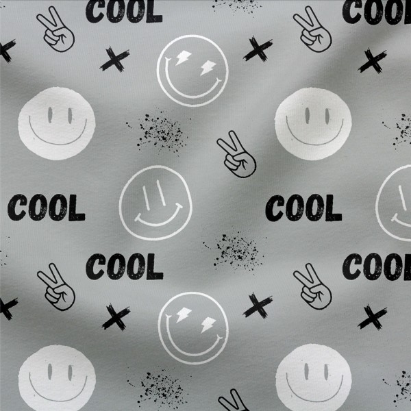 Jerseystoff Cool Smileys Grau