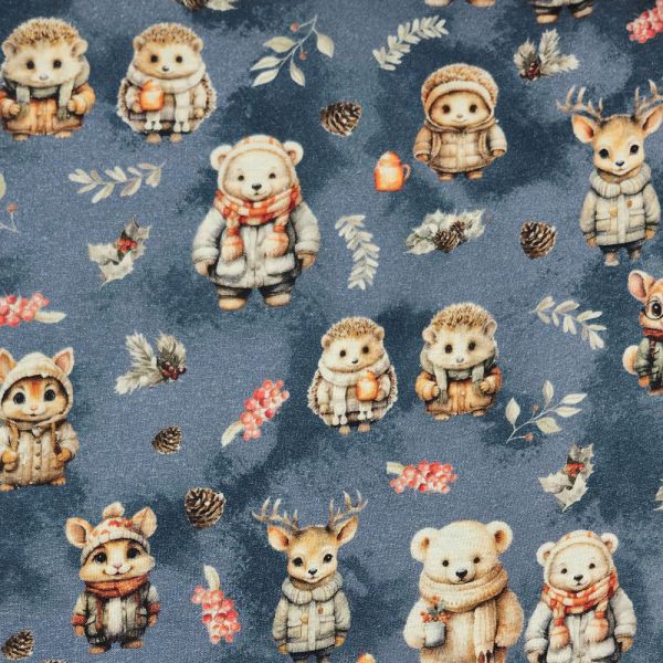 Alpenfleece Cozy Forest Animals dunkelblau 1107