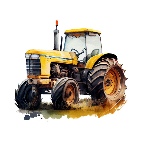 Bügelbild Gelber Traktor Medium
