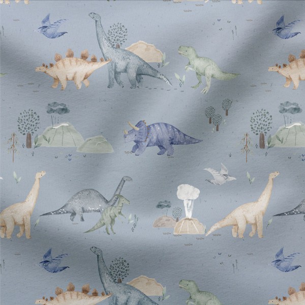 Jerseystoff Dinoexpedition Blau (Bio)