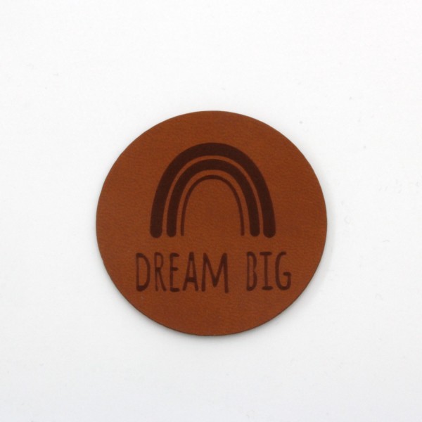 Kunstleder Label Dream Big Rund 3,4 cm