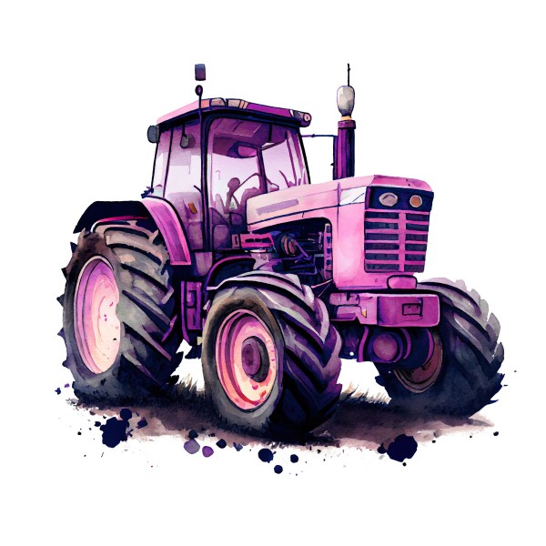 Bügelbild Pinker Traktor Medium