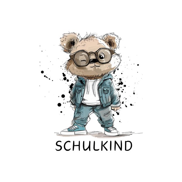 Bügelbild Schulkind (Bär) Medium